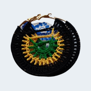 Jamaica-themed Crochet Huggie Design Earrings [Black base]