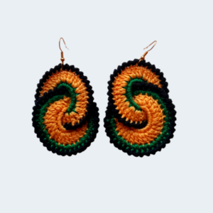Jamaica-themed Crochet Dangle Earrings [Double Link Design]