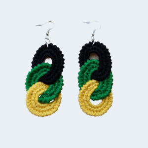 Jamaica-themed Crochet Tri-link Dangle Earring