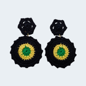 Jamaica-themed Crochet Dangle Earrings [Black]