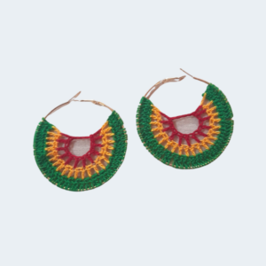 Rasta-themed Crochet Hoop Design Earrings [Green base]