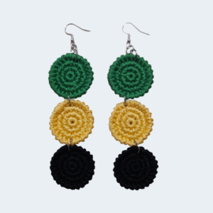 Jamaica-themed Crochet Dangle Earrings [Tri-circle Design]