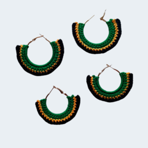 Jamaica-themed Crochet C-Hoop Design Earrings
