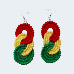 Rasta-themed Crochet Tri-link Dangle Earring
