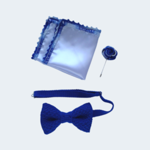 Pocket Square, Lapel Pin & Bowtie Set [Blue]